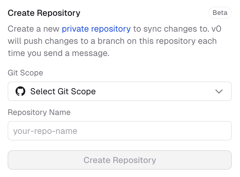 GitHub integration prompt from chat UI